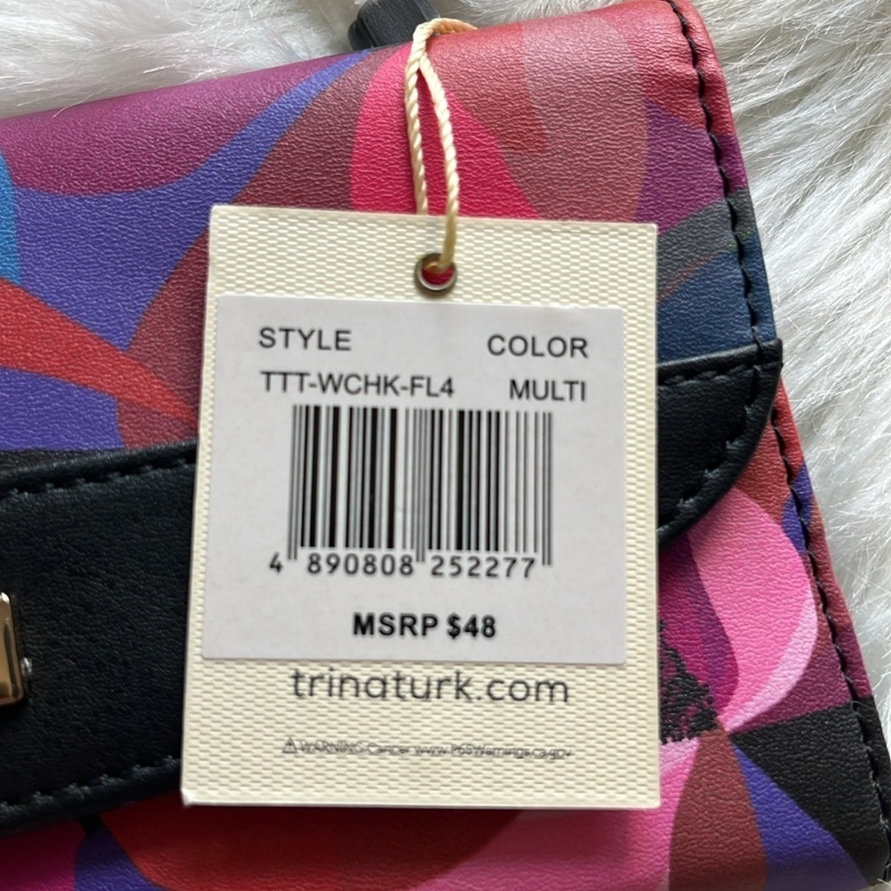🆕 Trina Turk Wallet Floral Design Black Pink - Picture 6 of 6